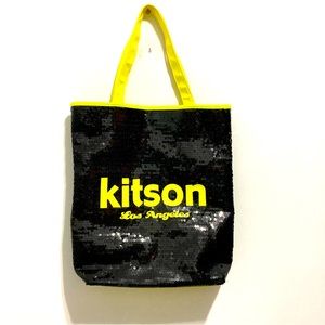 Kitson Los Angeles Vintage Black Yellow Sequins Shoulder Bag